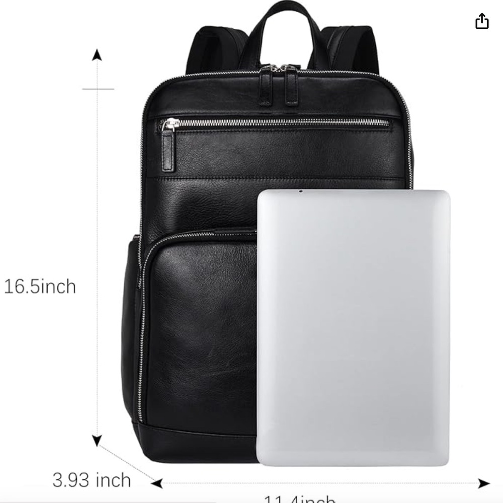 BOSTANTEN Leather Backpack 15.6” Laptop Backpack, Travel Business Office Bag